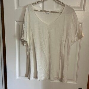 NEW Awake Ladies White V-Neck Burnout Style Short Sleeve Tee Size L